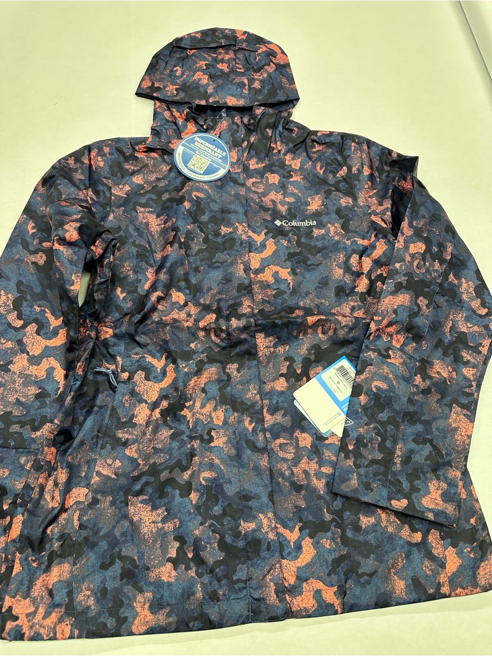 NWT $110 COLUMBIA Women's Arcadia ™ II Rain jacket Print Omni-Tech hood M L